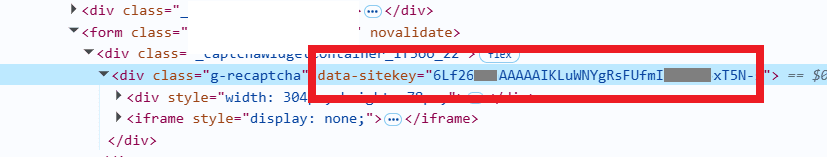 Finding sitekey in Elements