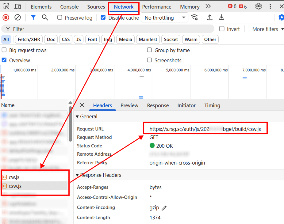 Finding cw.js and csw.js