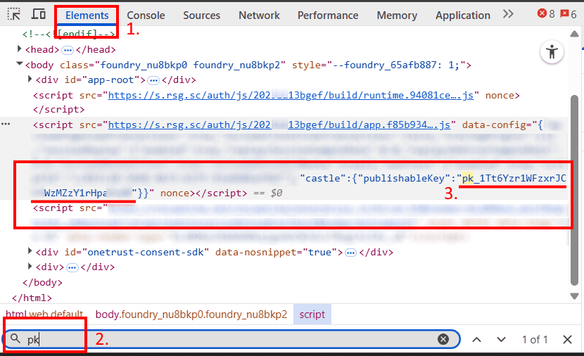 Finding pk via Elements tab