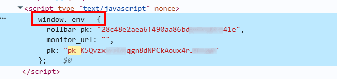 Finding pk via window._env